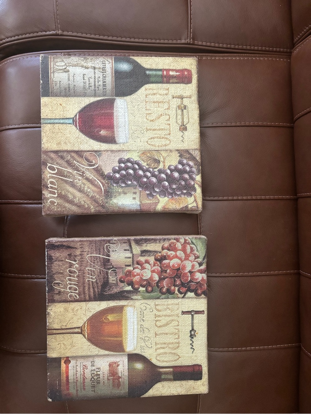 Source Unknown Red, Purple, Brown Wine Bottle and Grape Wall Art Set
